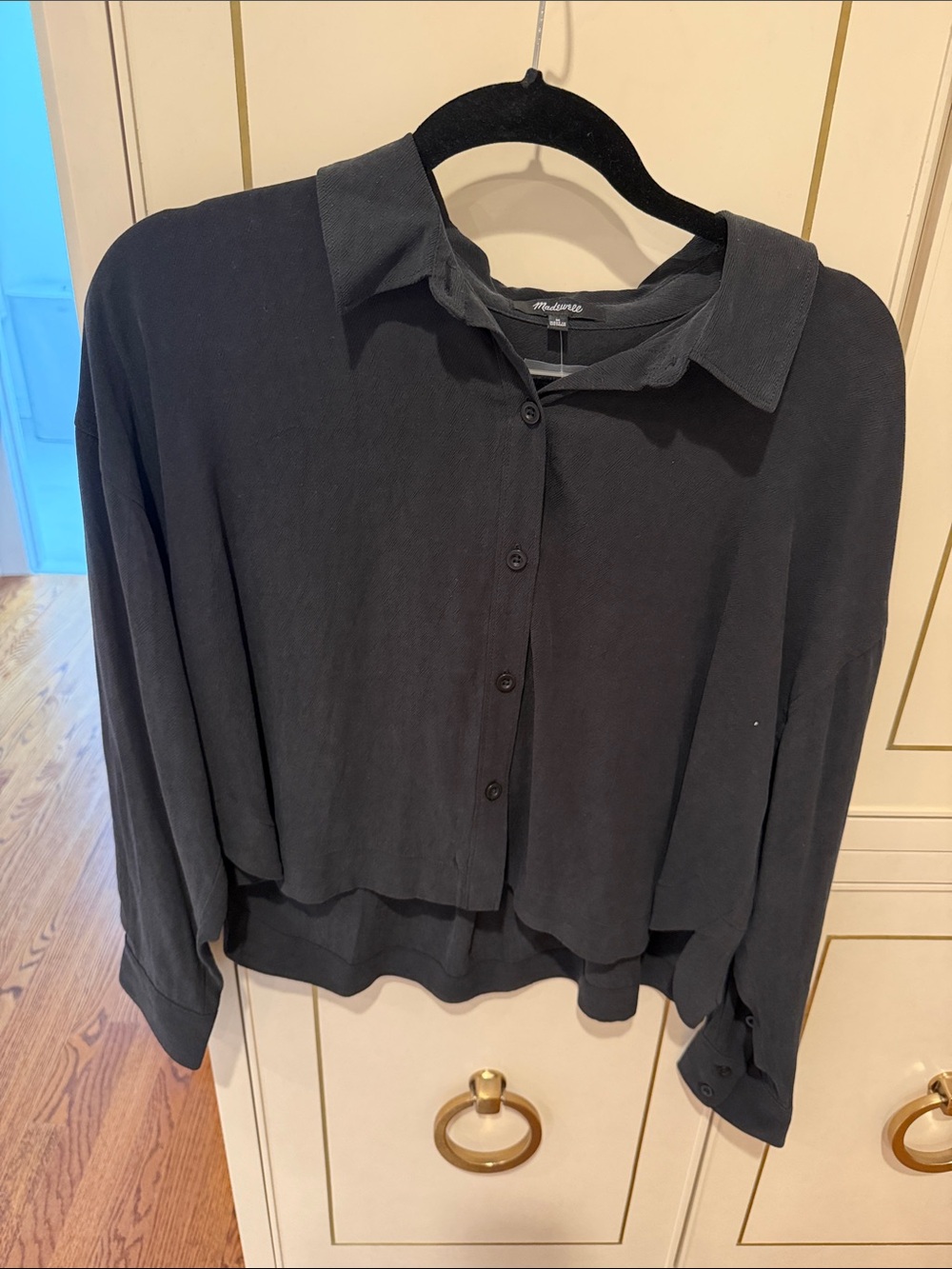 Madewell Black Button-Front Relaxed Collared Shirt